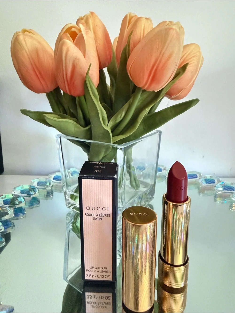 GUCCI Women NEW Rouge À Lèvres Satin Lipstick 505 Janet Rust Luxury